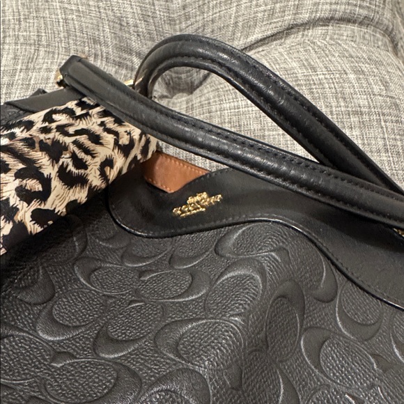 Coach Tote Lexy Signature Black Leather Embossed Bag - Picture 16 of 16